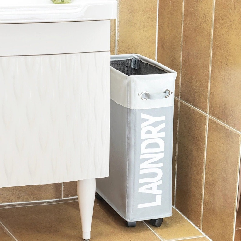 SALE Slim Laundry Basket on Wheels Washing and Laundry Bag Etsy Australia