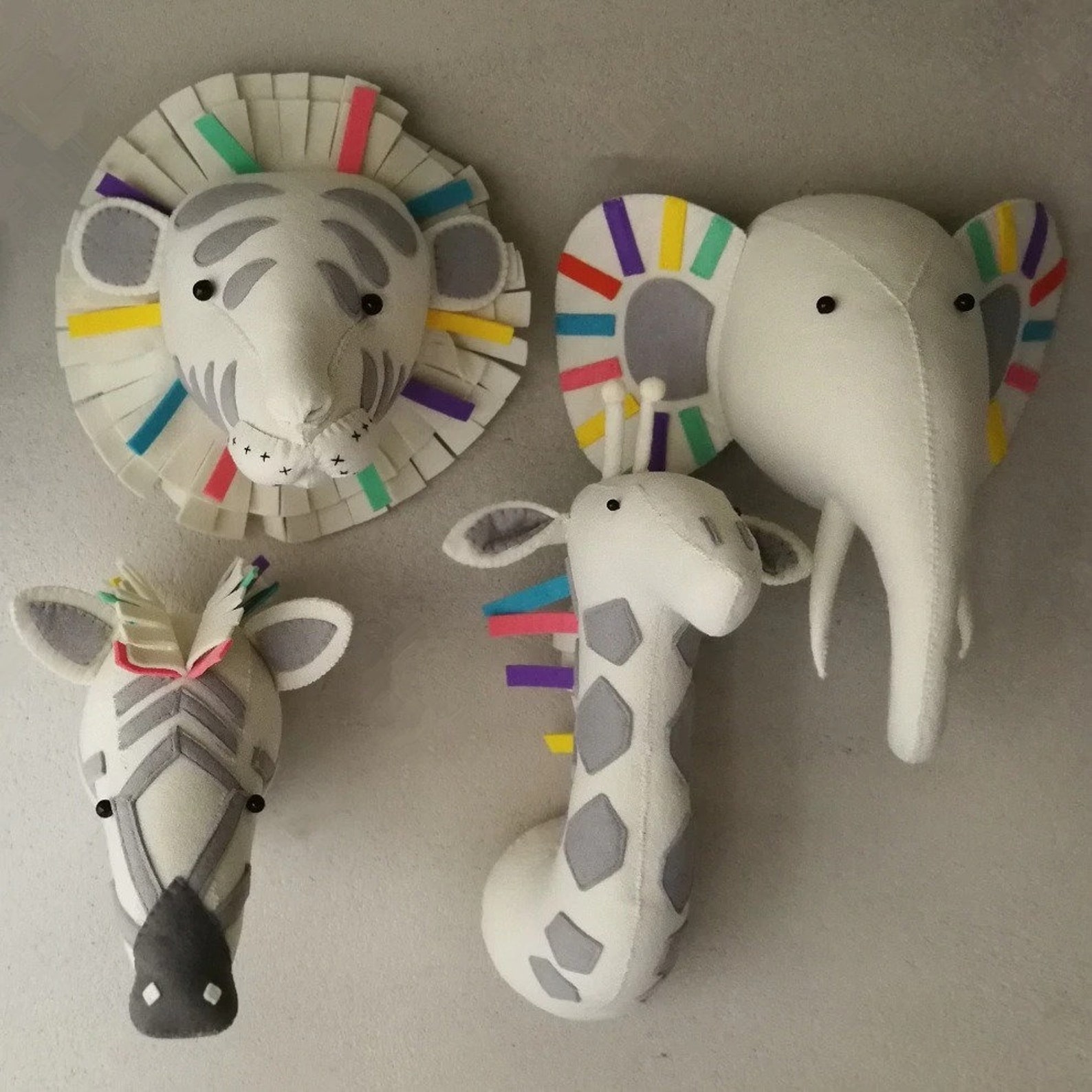 SALE Premium Safari Animal Heads Nursery Wall Mount Stuffed Etsy