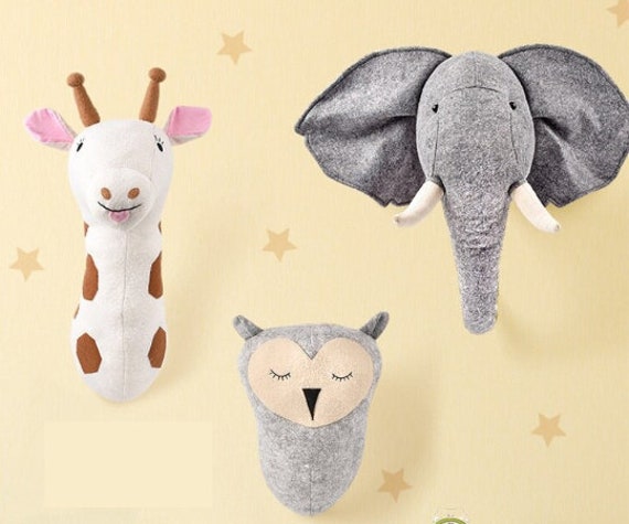 Baby Safari Owl Giraffe Or Elephant Wall Mount - Stuffed Animal Wall Mount Baby Safari Owl Giraffe Or Elephant Wall Mount - Stuffed Animal Wall Mount