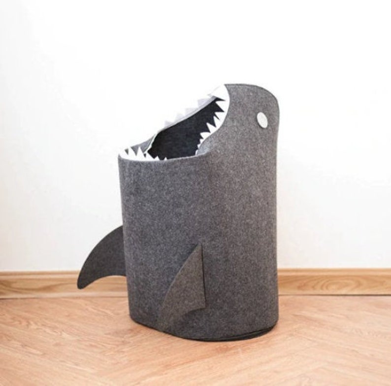 SALE Shark Attack Felt DIY Laundry Hamper Laundry Basket Etsy
