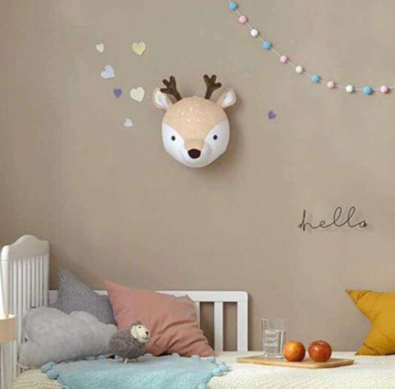 SALE Little Plush Animal Wall Heads Nursery Baby Theme Wall Etsy