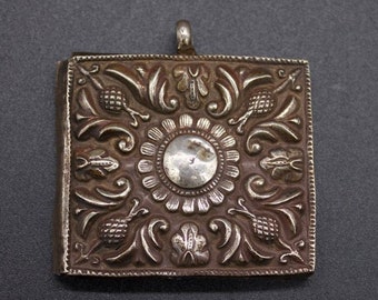 Antique Nepali Silver Pendant -Amulets- Prayer Box, Gau, Ghau Box-Nepal 20th c