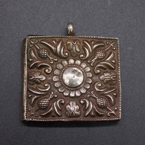 Antique Nepali Silver Pendant -Amulets- Prayer Box, Gau, Ghau Box-Nepal 20th c