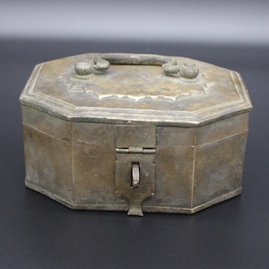 Antique Brass Anglo Indian Jewelry Box-  India 19th C