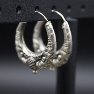 Ethnic Nepali Pure Silver Earring-Tribal Jewelry- Ethnic Jewelry- Nepal 20th c