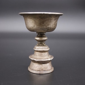 Antique Tibetan Silver Butter Lamp/Offering lamp -Tibet 19th c