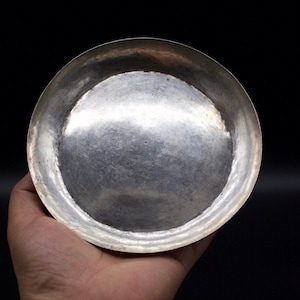 Tibetan Antique Pure Silver Ceremonial Offering Plate- Nepal 20th C