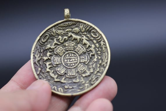 アンティーク チベット 真鍮 メロン - 占星術ペンダント - 古代