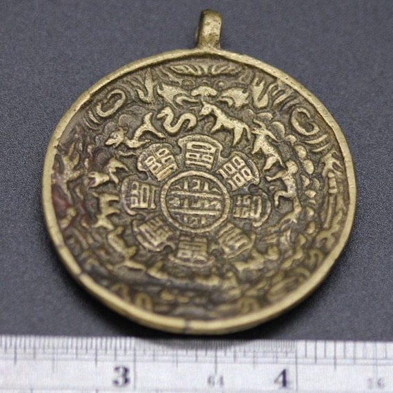 アンティーク チベット 真鍮 メロン - 占星術ペンダント - 古代