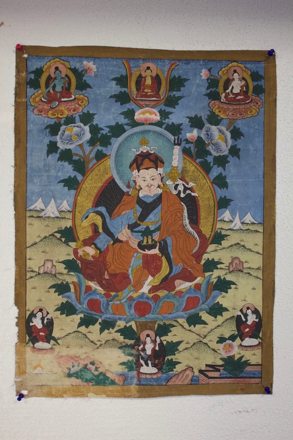 Antique Tibetan Thangka- Padmasambhava Thangka—Guru Rinpoche- Nepal 20th c