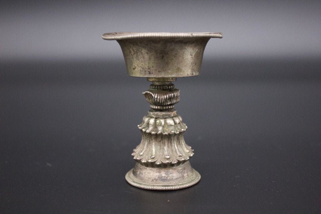 Antique Tibetan Silver Butter Lamp/Offering lamp -Tibet 19th c