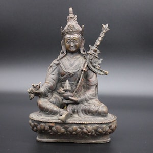 Antique Bronze Padmasambhava Statue- Guru Rinpoche-Dharmapalas-Nepal 19th c
