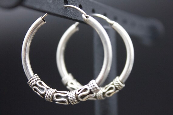 Ethnic Nepali solid pure Silver Earring-Tribal Je… - image 1