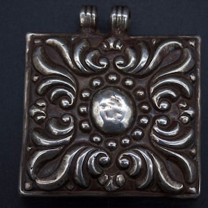 Antique Nepali Silver Pendant -Amulets- Prayer Box, Gau, Ghau Box-Nepal 20th c