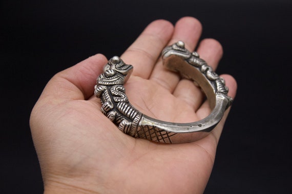 Ethnic Nepali solid Silver Bracelet- Bunge Bala- … - image 2