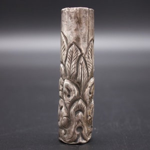 Ancient pure silver peacock feather holder-Nepal 18th c