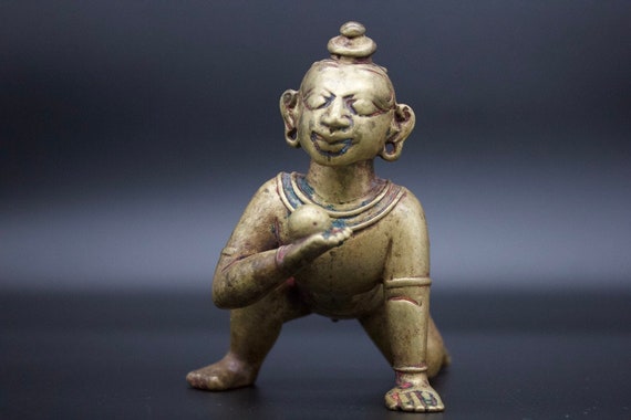 Antique Bronze Bala Krishna Statue India 19th C - Etsy