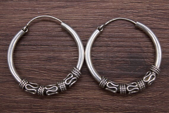 Ethnic Nepali solid pure Silver Earring-Tribal Je… - image 6