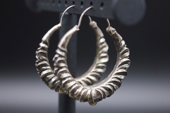 Ethnic Nepali solid pure Silver Earring-Tribal Jew