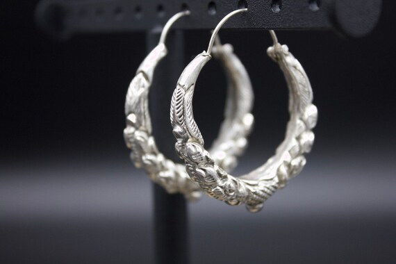 Ethnic Nepali solid pure Silver Earring-Tribal Jew