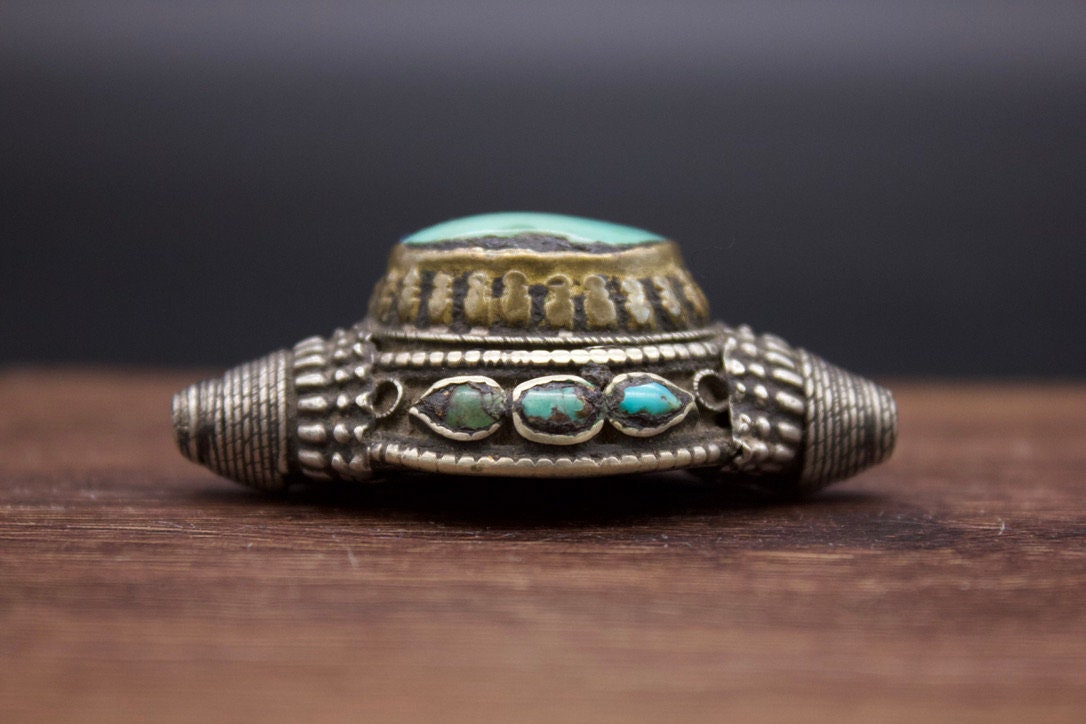 トルコターコイズ 19世紀チベットシルバー　サドルリング ヴィンテージ トルコターコイズ 19世紀チベットシルバーサドルリング ヴィンテージ