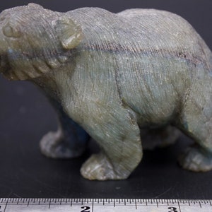 Hand Carved Labradorite Bear Exquisite Carving Elite Energy Protective Guardian Spirit Animal image 6