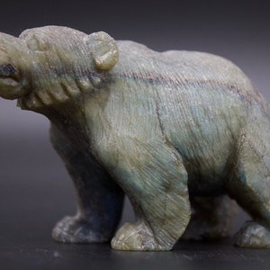 Hand Carved Labradorite Bear Exquisite Carving Elite Energy Protective Guardian Spirit Animal image 2