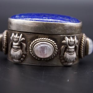 Antique Silver Container, Silver Box - Nepal