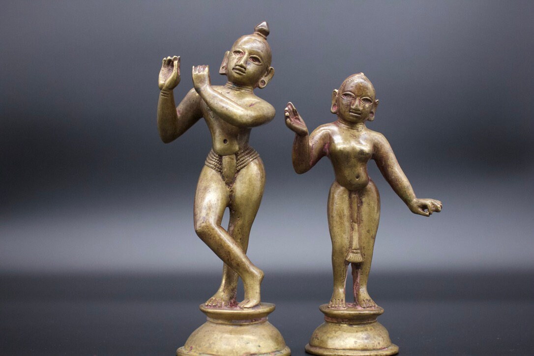 Antique Krishna & Radha Bronze Statue Pair India 19th C Etsy