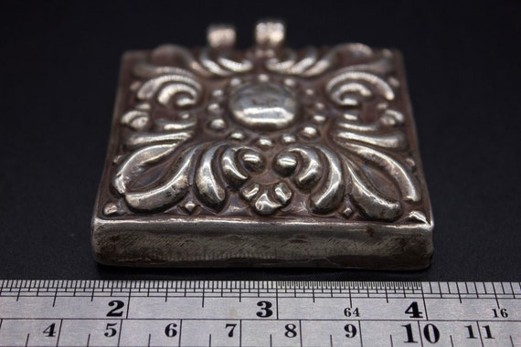 Antique Nepali Silver Pendant -Amulets- Prayer Bo… - image 5