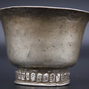 Antique Silver Ceremonial Tibetan Offering Bowl- Tibet 19th c