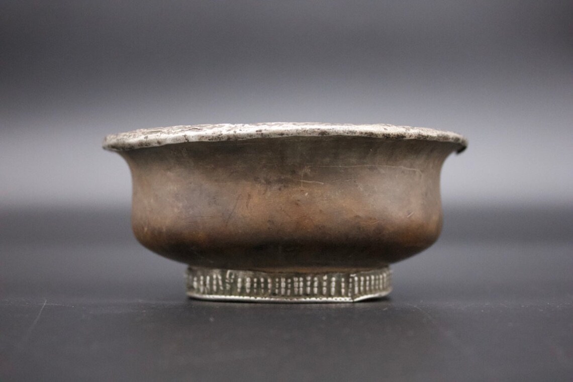 Antique Tibetan Silver Burl Wood Ceremonial Tea Cup Silver Etsy