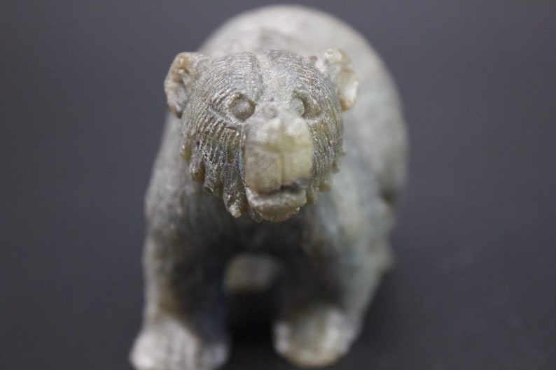 Hand Carved Labradorite Bear Exquisite Carving Elite Energy Protective Guardian Spirit Animal image 4