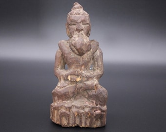Antique Hand Carved Wooden Samantabhadra / Primordial Buddha-Nepal 20th c