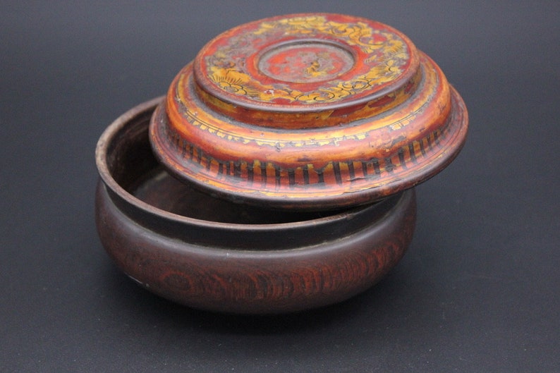 Antique Tibetan Bowl With Lid in Burlwood tibet 19th C Etsy