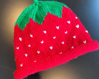 Strawberry Knit Hat Etsy