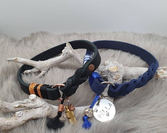 Brand collar with engraved dog tag