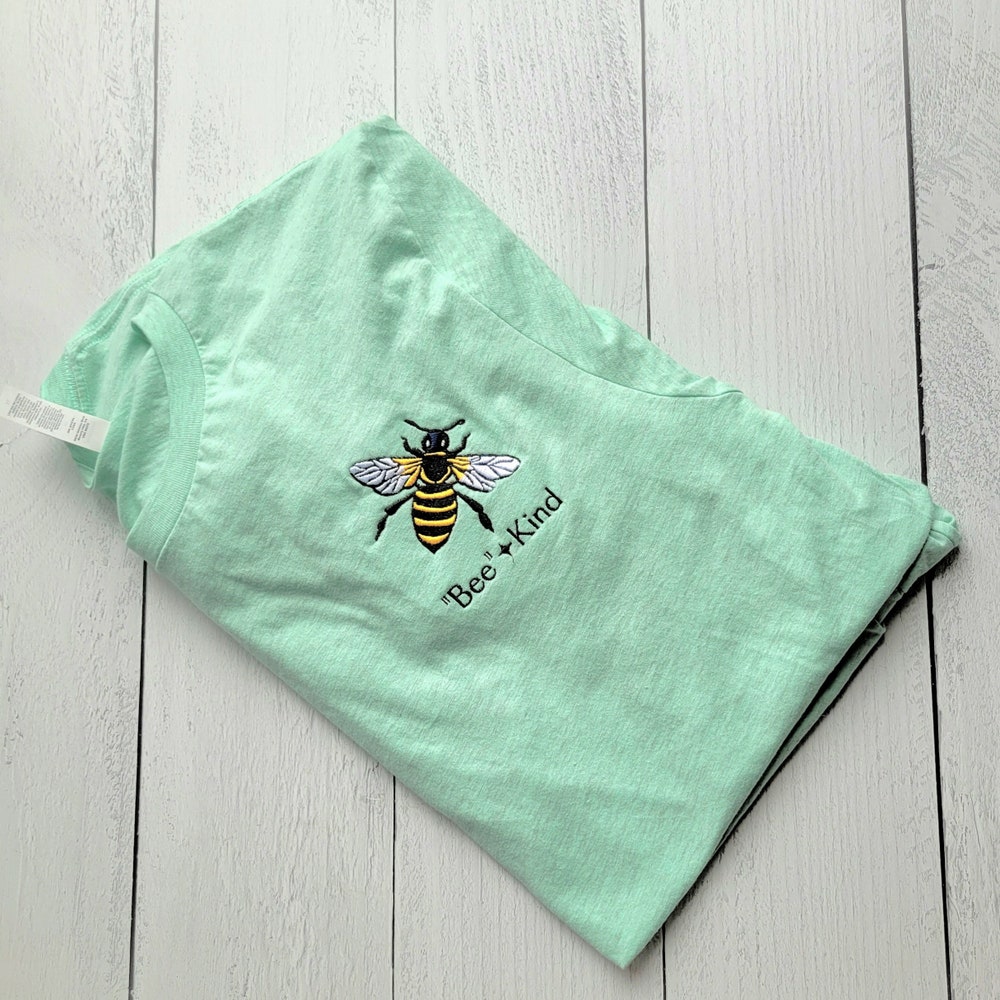 Be Kind - Embroidered Shirt - Bee Shirt - Bees Shirt - Pun Shirt - Animal Kingdom Shirt - Environmental Shirt - Bug Shirt