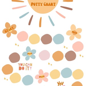 Retro girls potty training chart, instand download, potty chart, girls potty training chart, 8.5&quot;x11&quot; Boho, muted organic colors