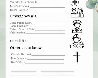 Arte para refrigerador educativo, útil y de emergencia/contacto común