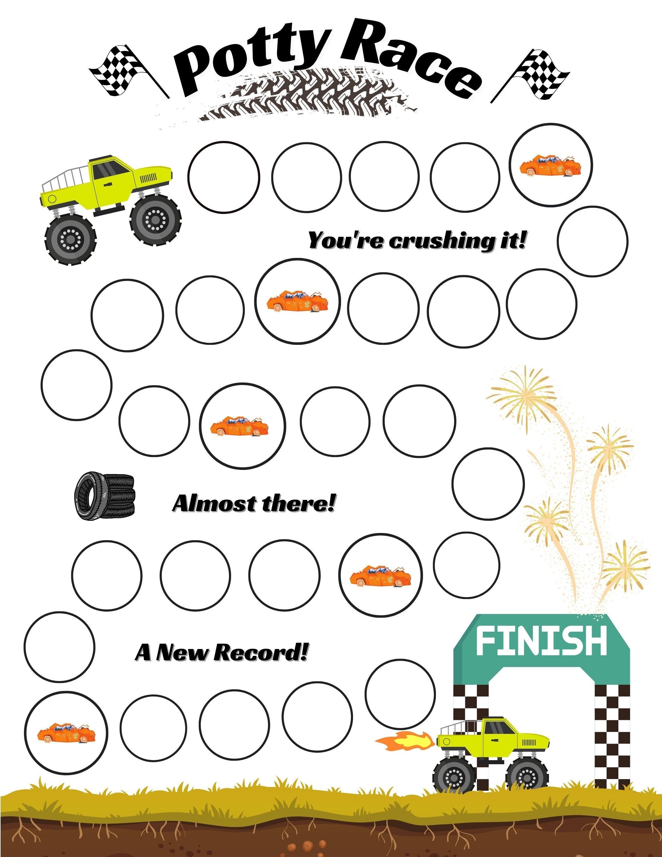 Monster Truck Potty Training Chart Printable Potty Training Etsy New