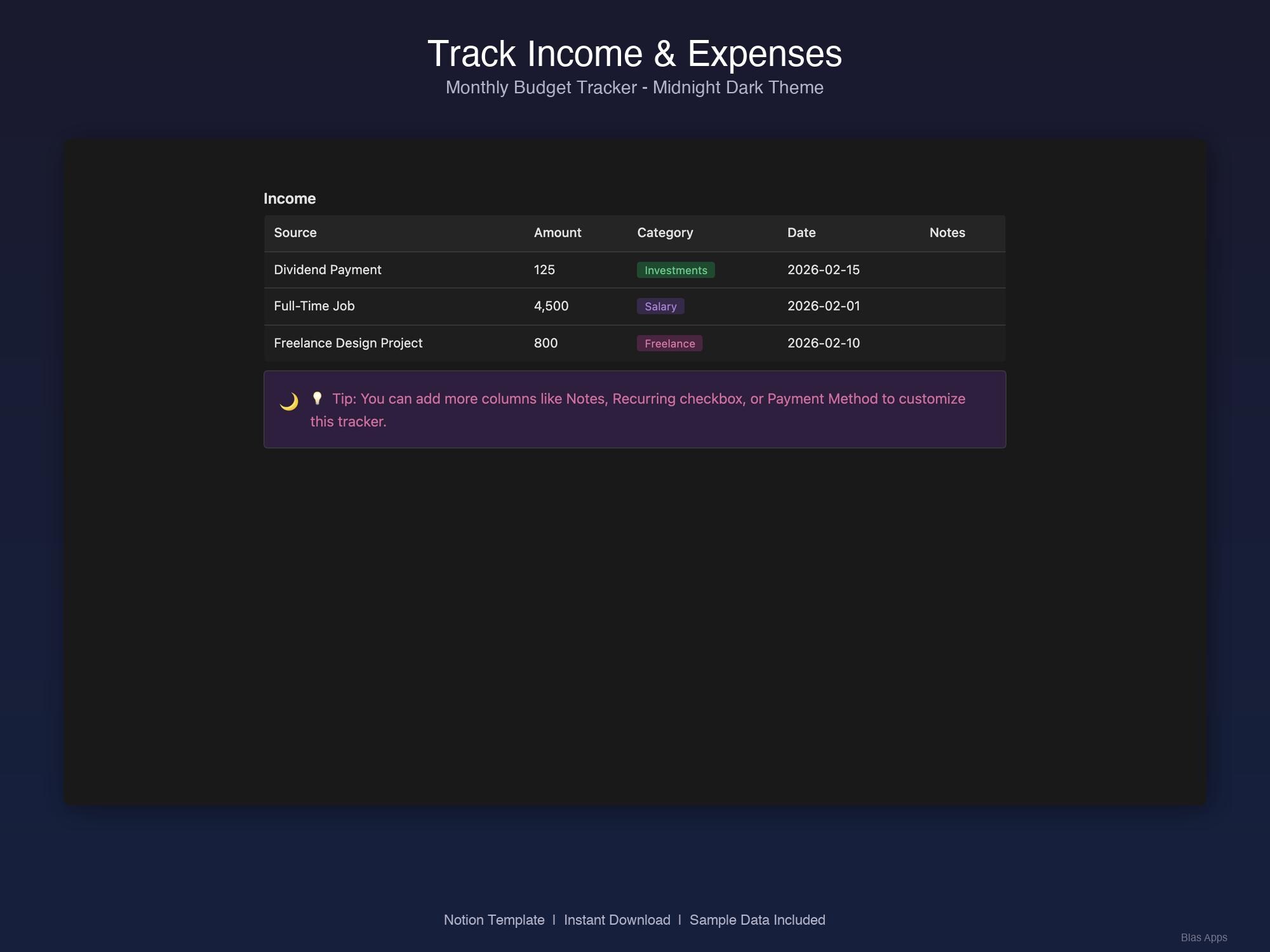 Monthly Budget Tracker Notion Template | Income Expense Tracking ...