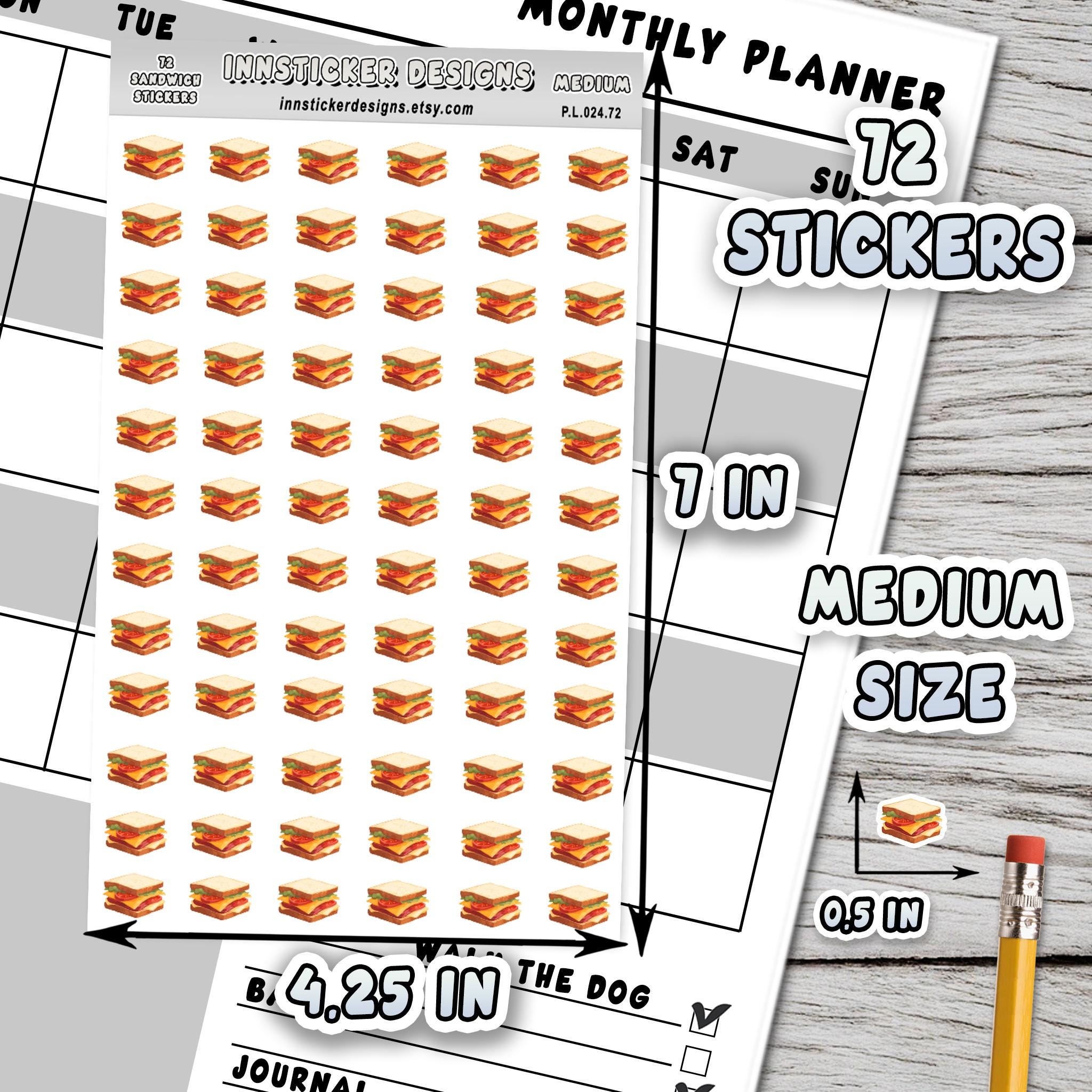 Deli Sandwich Stickers, Lunch Food Icon Planner Stickers, Journals ...