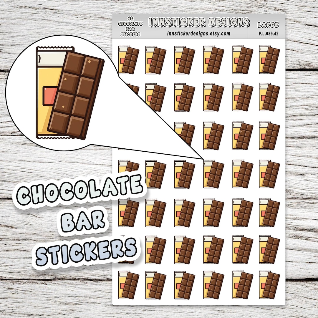 Chocolate Bar Stickers, Dessert Food Icon Planner Stickers, Journals ...