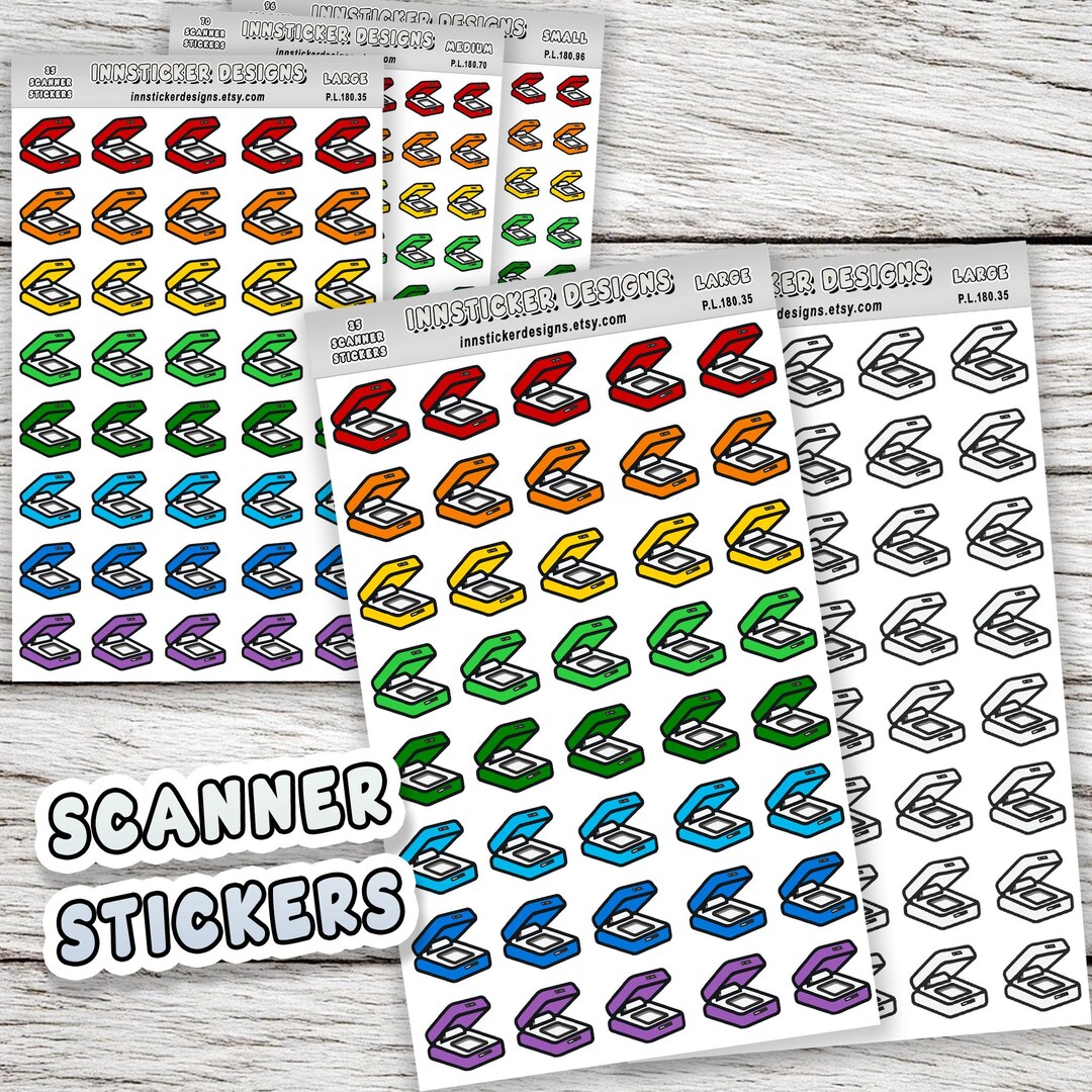 Scanner Sticker Design Colorful Scanner Stickers, Planner Journal Scrapbook Matte Vinyl (sheet ...