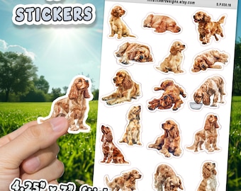 Cocker Spaniel Dog Stickers for Journals, Scrapbooks, Planners, Glossy, Matte Illustrated Dog Stickers for Hobbies, d32