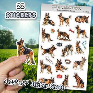 German Shepherd Stickers for Journals, Scrapbooks, Planners, , Illustrated Dog Stickers for Hobbies, Gift d4