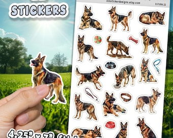 German Shepherd Stickers for Journals, Scrapbooks, Planners, , Illustrated Dog Stickers for Hobbies, Gift d4