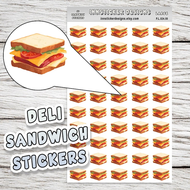 Sandwich Box Sticker Deli Sandwich Stickers, Lunch Food Icon Planner Stickers, Journals ...