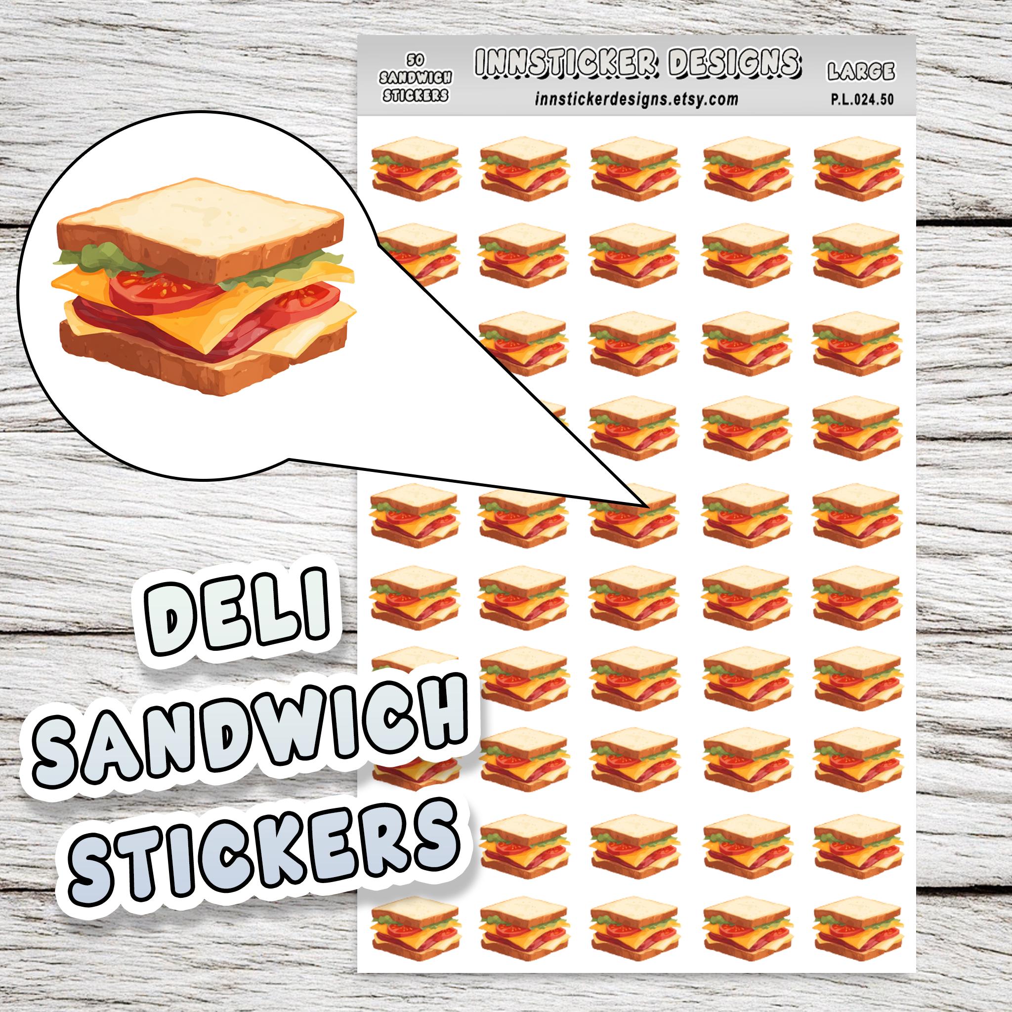 Deli Sandwich Stickers, Lunch Food Icon Planner Stickers, Journals ...